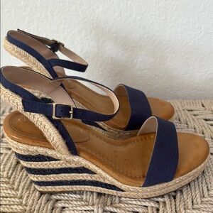 Kelly & Katie Blue Wedge Sandals with Ankle Strap